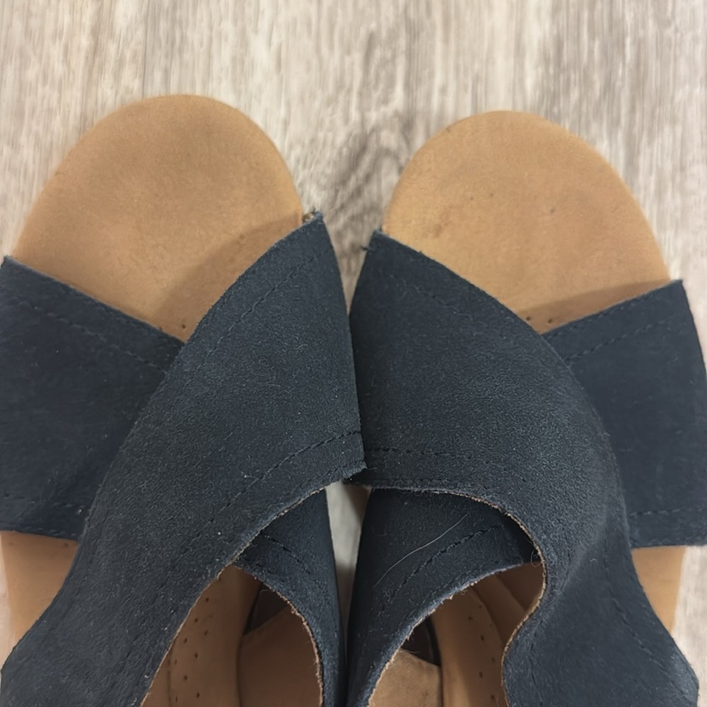 Clark’s ultimate comfort collection women’s navy blue and tan wedges size 10 - Picture 6 of 6